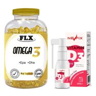 Flx Omega 3 90 Softgel + Nevfix Vitamin D3 Sıvı 20 ml Takviye Gıda