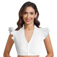 FNKDOR Dirndl Oktoberfest V Yaka Kanatlı Kollu Şık Mavi Kadın Bluz