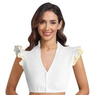 FNKDOR Dirndl Oktoberfest V Yaka Kanatlı Kollu Şık Sarı Kadın Bluz
