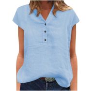 FNKDOR Henry Mavi Yazlık Kısa Kollu Kadın T-shirt