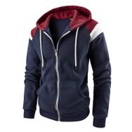FNKDOR Patchwork Hoody Lacivert Kapüşonlu Fermuarlı Erkek Sweatshirt