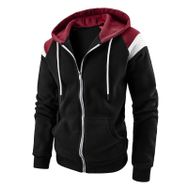 FNKDOR Patchwork Hoody Siyah Kapüşonlu Fermuarlı Erkek Sweatshirt