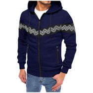 FNKDOR Patchwork Lacivert Kapüşonlu Fermuarlı Erkek Sweatshirt