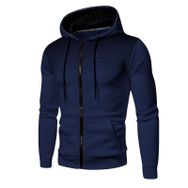 FNKDOR Patchwork Lacivert Spor Kapüşonlu Fermuarlı Erkek Sweatshirt