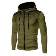 FNKDOR Patchwork Yeşil Spor Kapüşonlu Fermuarlı Erkek Sweatshirt
