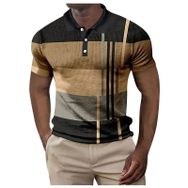 FNKDOR Slim Fit Casual Waffle Kontrast Renkler Baskılı Pembe Altın Kısa Kollu Polo Erkek T-shirt