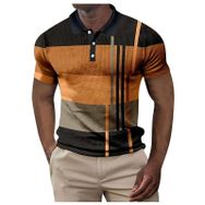 FNKDOR Slim Fit Casual Waffle Kontrast Renkler Baskılı Turuncu Kısa Kollu Polo Erkek T-shirt