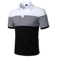 FNKDOR Slim Fit Siyah Patchwork Kareli Fermuarlı Erkek T-shirt