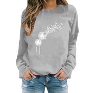 FNKDOR Taraxacum Kapüşonsuz Havalı Gri Kadın Sweatshirt