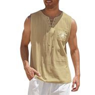 FNKDOR VDOZDMY5 Sıfır Kol Haki Erkek T-shirt