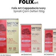 Folix Art Cappadocia Ivory Spiralli 150 gr 30 Yaprak Çizim Defteri
