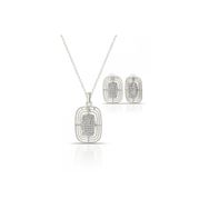 Forentina PS1408 Gümüş Kaplama Tasarım Kolye Küpe Set