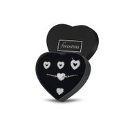 Forentina PS1517 Gümüş Kaplama Çift Kalp Kolye Küpe Bileklik Saat