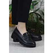 Fort 429002 Siyah Toka Detaylı Rahat Kadın Loafer Ayakkabı