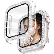 Forzacase Apple Watch 40mm ile uyumlu Elmas Taşlı Ekran Koruyuculu Plastik Kılıf Şeffaf - FC1010