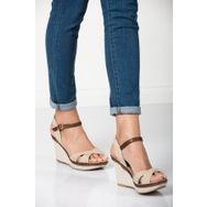 Fox Shoes 9674040205 Bej Dolgu Topuklu Ayakkabı