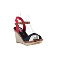 Fox Shoes 9674040205 Lacivert-Beyaz-Kırmızı Kadın Dolgu Topuk Ayakkabı