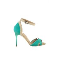 Fox Shoes B922113802 Yeşil-Ten Süet Topuklu Ayakkabı