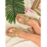 Fox Shoes F470135104 Altın Kumaş Kadın Sandalet