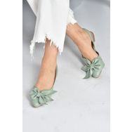 Fox Shoes H726809009 Yeşil Kurdele Detaylı Kadın Babet