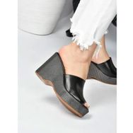 Fox Shoes K250101509 Siyah Dolgu Topuklu Kadın Terlik