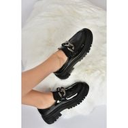 Fox Shoes K294760008 Siyah Rugan Kalın Tabanlı Kadın Günlük Ayakkabı