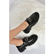 Fox Shoes K294760008 Siyah Rugan Kalın Tabanlı Kadın Günlük Ayakkabı