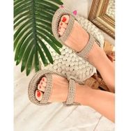 Fox Shoes K596012104 Vizon Halat İpli Hasır Kadın Sandalet