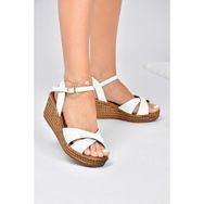 Fox Shoes K674192109 Beyaz Kadın Dolgu Topuklu Ayakkabı