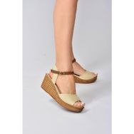 Fox Shoes K674192205 Bej Keten Kadın Dolgu Topuklu Ayakkabı