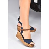 Fox Shoes K674192205 Lacivert Keten Dolgu Topuklu Kadın Ayakkabı