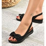 Fox Shoes K674300502 Siyah Süet Kadın Sandalet