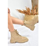 Fox Shoes L380500402 Bej Süet Kalın Tabanlı Günlük Kadın Bot