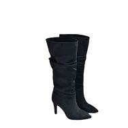 Fox Shoes L404868002 Siyah Süet İnce Topuklu Kadın Çizme