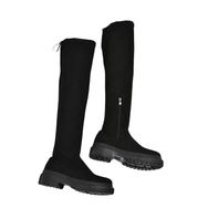 Fox Shoes L670125302 Siyah Streç Dizüstü Esnek Süet Kadın Çizme