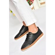 Fox Shoes P555004703 Siyah Bağcıklı Kadın Günlük Ayakkabı