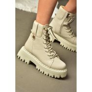Fox Shoes R973970109 Bej Suni Deri Kalın Tabanlı Kadın Bot