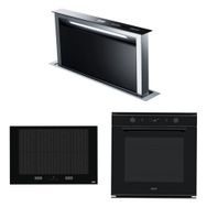 Franke FDW 908 IB XS DOWNDRAFT DAVLUMBAZ + FMY 808 I FP BK OCAK + FMY 98 P BK Fırın Siyah Ankastre Set