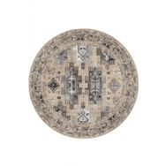 Frenda Home 120x120 cm Krem Kilim Desen Pamuk Taban Dijital Baskılı Yuvarlak Halı