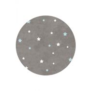 Frenda Home 120x120 cm Mavi Yıldız Desenli Deri Taban Yuvarlak Çocuk Bebek Odası Halısı