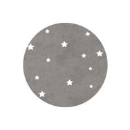 Frenda Home 140x140 cm Beyaz Yıldız Desenli Deri Taban Yuvarlak Çocuk Bebek Odası Halısı