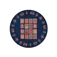 Frenda Home 140x140 cm Lacivert Binbir Gece Pamuk Taban Yıkanabilir Dijital Baskılı Yuvarlak Halı