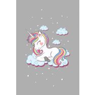 Frenda Home 80x150 cm Gri Unicorn Kaymaz Deri Taban Dekoratif Çocuk Odası Halısı