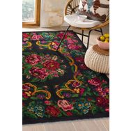 Frenda Home 80x200 cm Siyah Karabağ Desenli Pamuk Taban Dijital Baskılı Halı