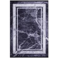 Frenda Home Çerçeve Mermer Desen Pamuk Taban Baskılı Siyah 80x150 cm Salon Halı