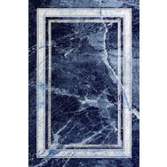 Frenda Home Çerçeve Mermer Desen Pamuk Taban Baskılı Siyah 80x300 cm Salon Halı