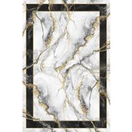 Frenda Home Çerçeveli Mermer Desen Kaymaz Deri Taban Dekoratif Gri 120x180 cm Salon Halı