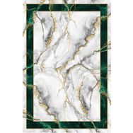 Frenda Home Çerçeveli Mermer Desen Kaymaz Deri Taban Dekoratif Yeşil 80x200 cm Salon Halı