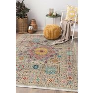 Frenda Home Fas Kapısı Desenli Pamuk Taban Krem 80x200 cm Salon Halı