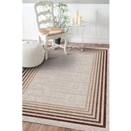 Frenda Home Kahve 180x280 Çerçeve Desenli Dijital Baskılı Pamuk Taban Halı